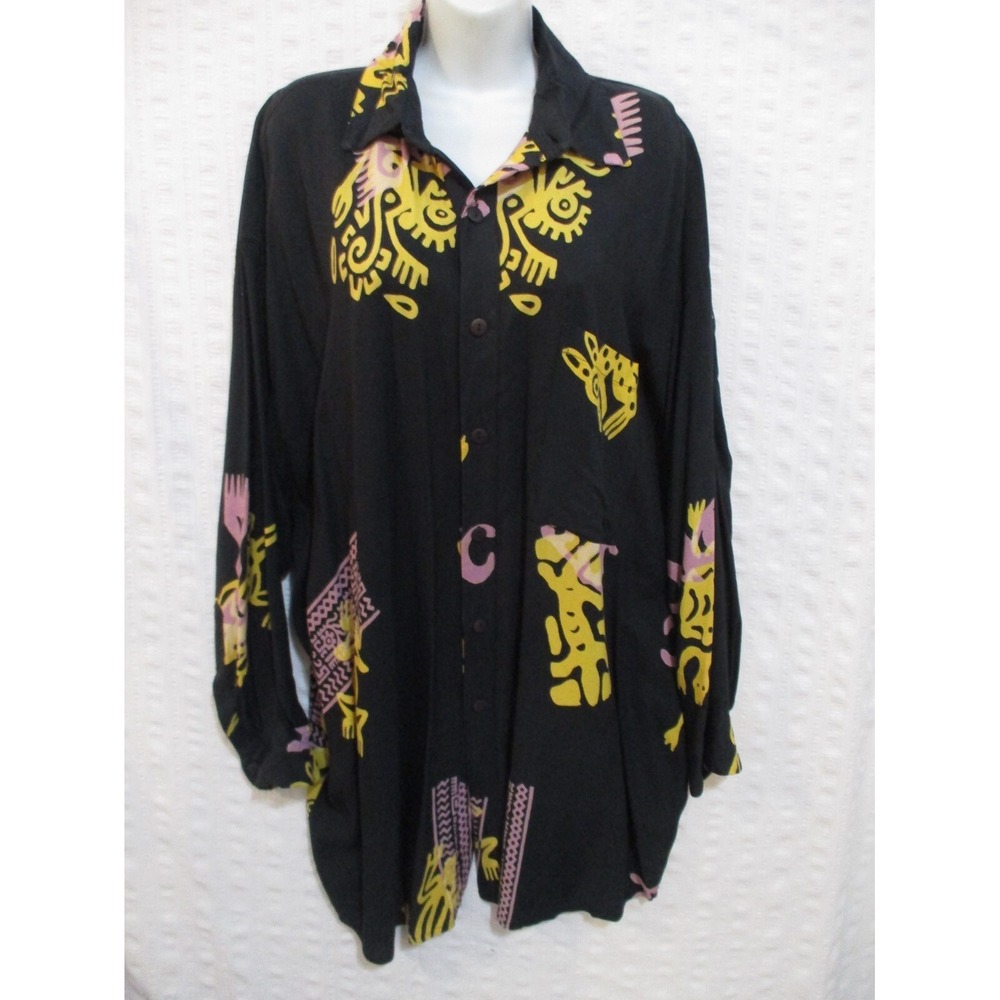 VTG 90's We Be Bop Indonesian Batik Button Front Tunic/Dress Size 1